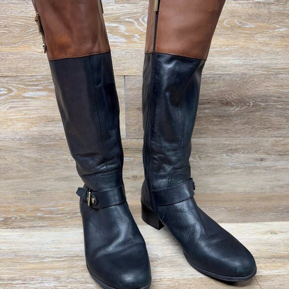 Bandolino Carlotta Black/Brown Leather Knee High Boots Women's Size 10 - Picture 5 of 6